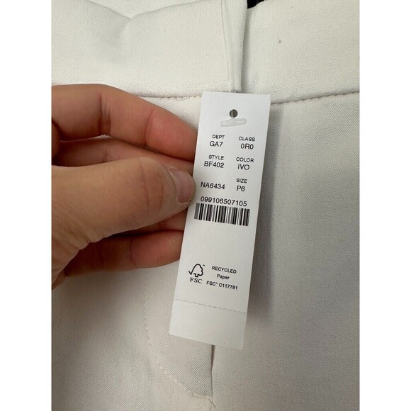 J Crew Kate Trousers White Bi-Stretch Cotton Workwear Women's 6 Petite 6P NEW - Picture 7 of 11